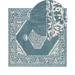 Dywan wełniany 200 x 200 cm biało-niebieski GEVAS