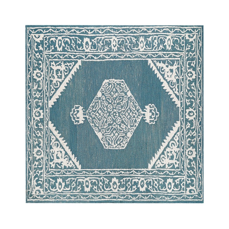 Dywan wełniany 200 x 200 cm biało-niebieski GEVAS