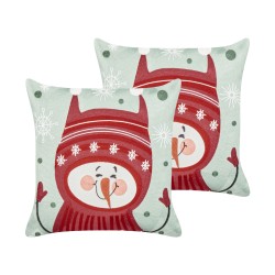 2 poduszki bawełniane motyw świąteczny 45 x 45 cm czerwono-zielone CUPCAKE