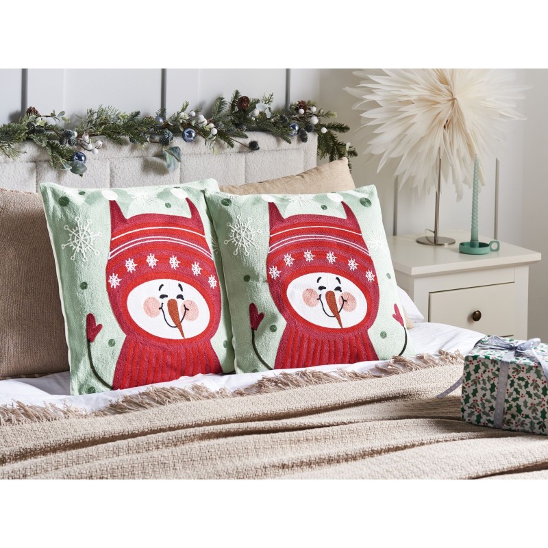 2 poduszki bawełniane motyw świąteczny 45 x 45 cm czerwono-zielone CUPCAKE