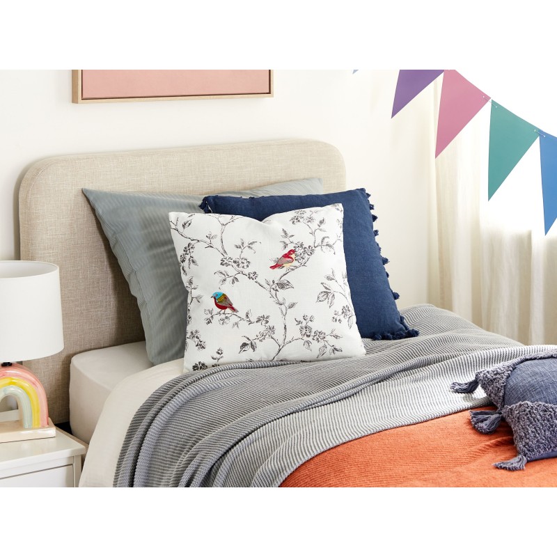 2 bawełniane poduszki dekoracyjne z motywem ptaków 45 x 45 cm białe DILLENIA