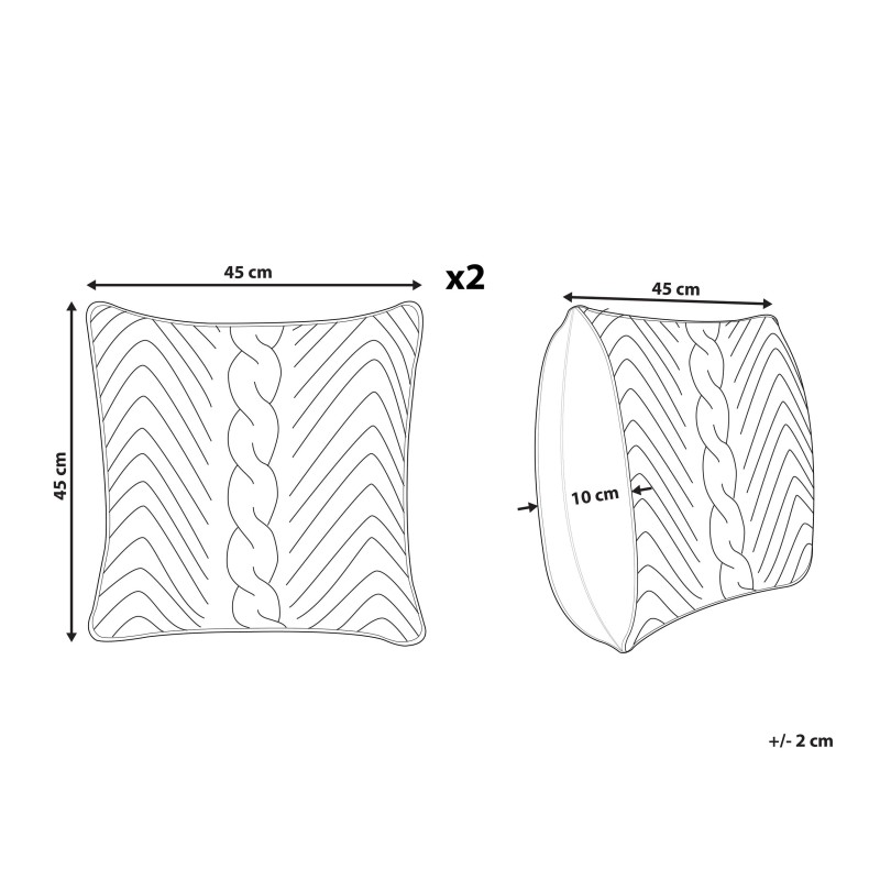 Zestaw 2 poduszek dekoracyjnych KONNI Bawełna 45 x 45 cm Szary Wzór zygzak