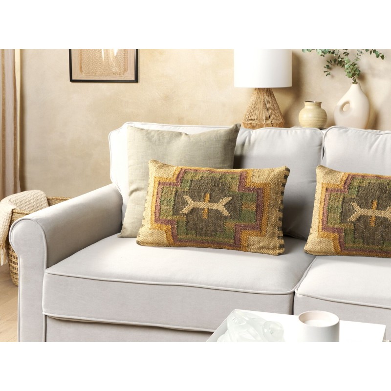 Zestaw 2 poduszek dekoracyjnych PULICAT Juta 30 x 50 cm Kolorowy Wzór orientalny