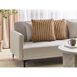 Zestaw 2 poduszek dekoracyjnych RAKYA Sztuczne futro 45 x 45 cm Jasnobrązowy W paski