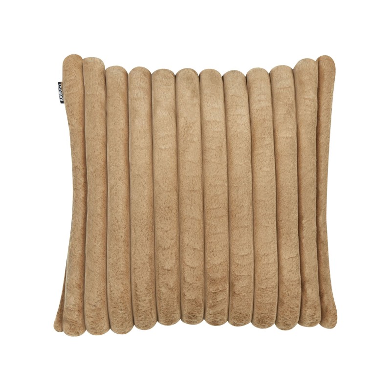 Zestaw 2 poduszek dekoracyjnych RAKYA Sztuczne futro 45 x 45 cm Jasnobrązowy W paski