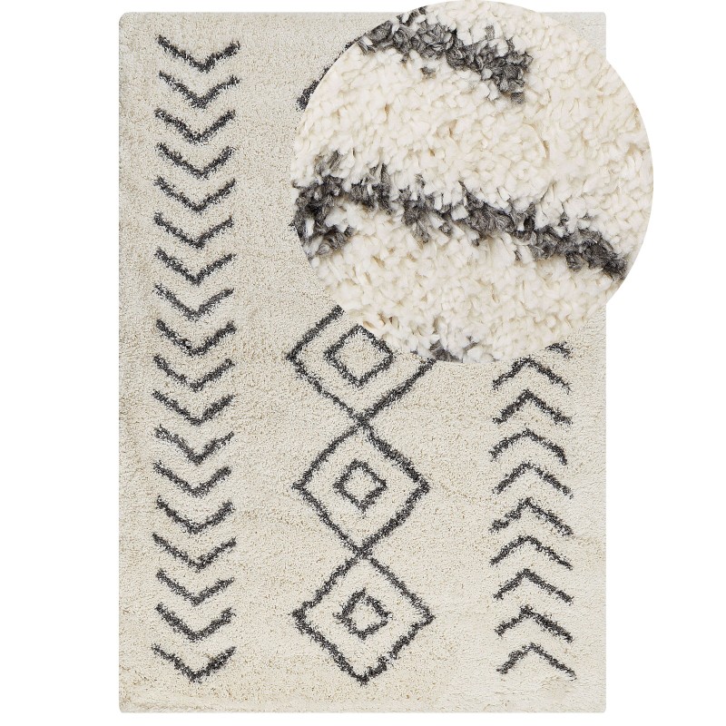 Dywan shaggy 160 x 230 cm biało-szary AYRUM