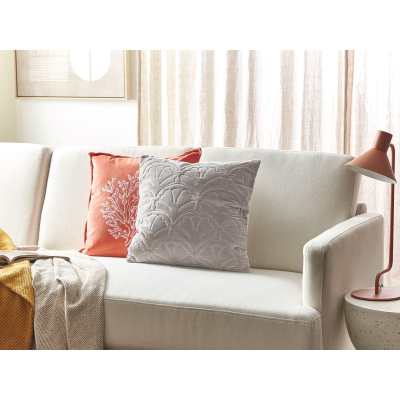 Poduszka dekoracyjna GLORIOSA Bawełna 45 x 45 cm Jasnoszary Wzór geometryczny