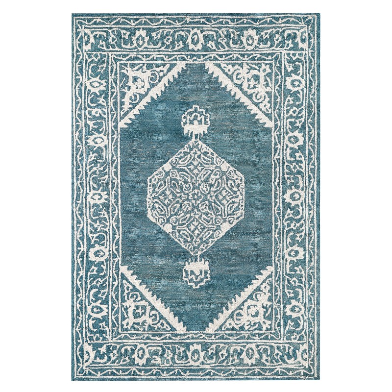 Dywan wełniany 140 x 200 cm biało-niebieski GEVAS