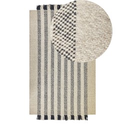 Dywan wełniany 140 x 200 cm złamana biel z czarnym TACETTIN