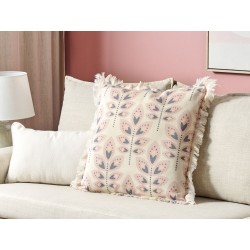 Poduszka dekoracyjna RUDBECKIA 60 x 60 cm Jasnobeżowy Wzór roślinny