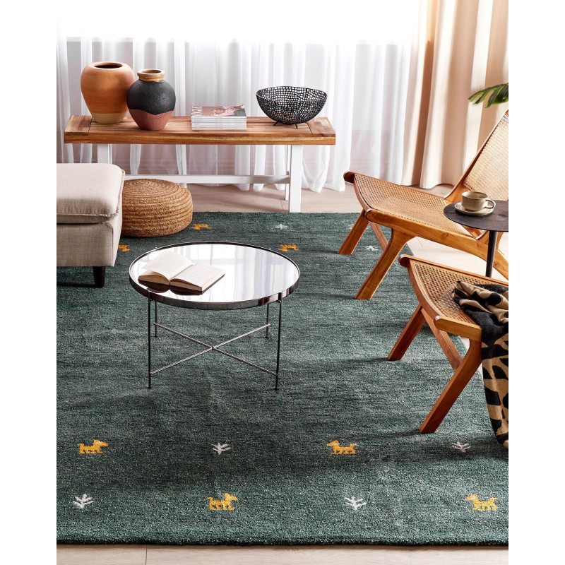 Dywan wełniany gabbeh 200 x 300 cm zielony CALTI