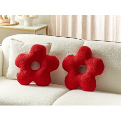 Zestaw 2 poduszek dekoracyjnych CAMPONULA Boucle 40 x 40 cm Czerwony Jednolity