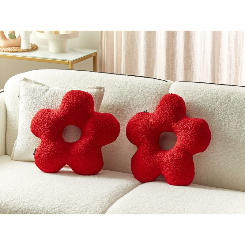 Zestaw 2 poduszek dekoracyjnych CAMPONULA Boucle 40 x 40 cm Czerwony Jednolity