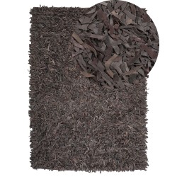 Dywan skórzany 140 x 200 cm brązowy MUT