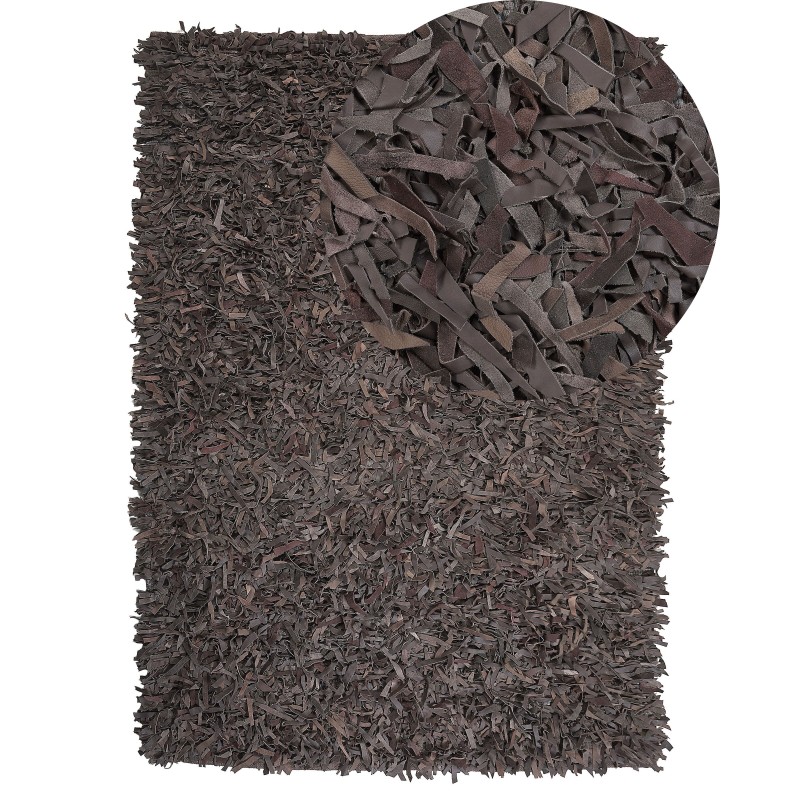 Dywan skórzany 140 x 200 cm brązowy MUT