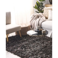 Dywan skórzany 140 x 200 cm brązowy MUT