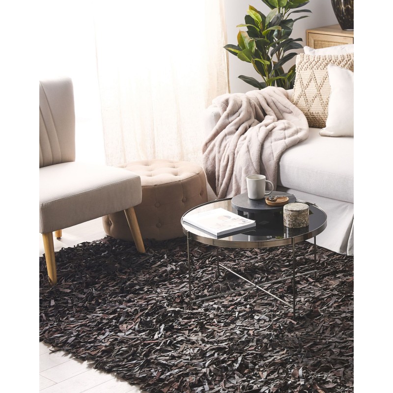 Dywan skórzany 140 x 200 cm brązowy MUT