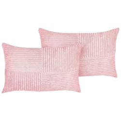 Zestaw 2 poduszek dekoracyjnych MILLET Sztruks 30 x 50 cm Różowy Wzór geometryczny