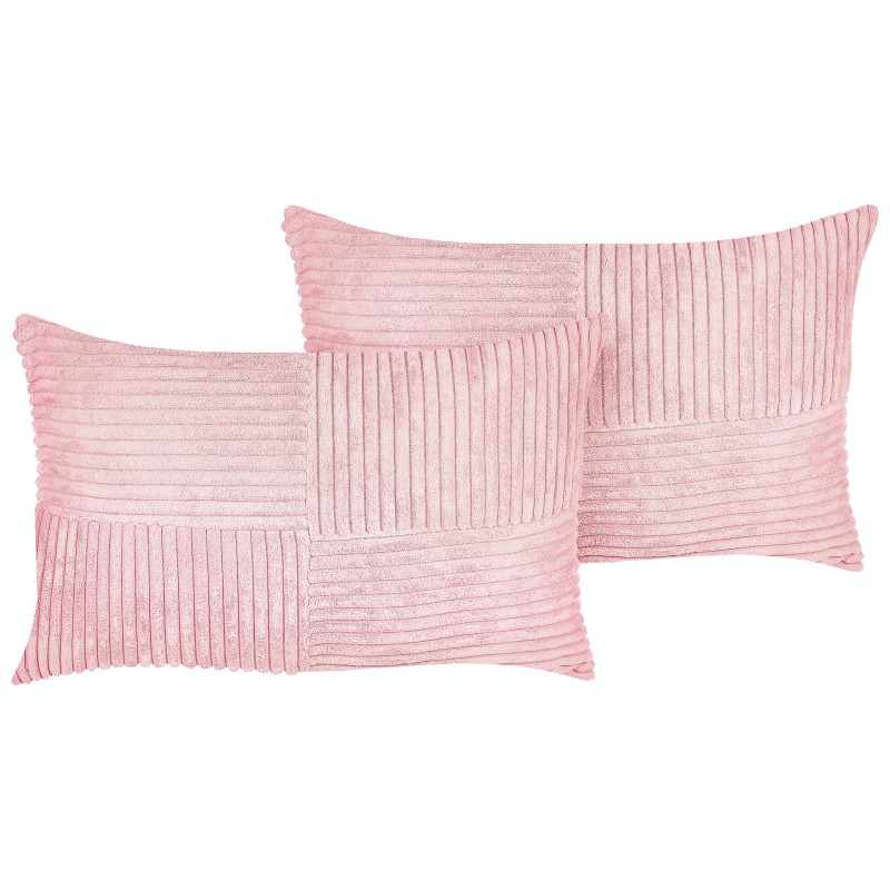 Zestaw 2 poduszek dekoracyjnych MILLET Sztruks 30 x 50 cm Różowy Wzór geometryczny