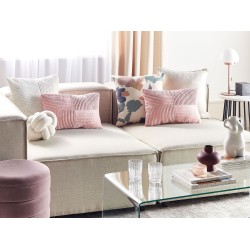 Zestaw 2 poduszek dekoracyjnych MILLET Sztruks 30 x 50 cm Różowy Wzór geometryczny