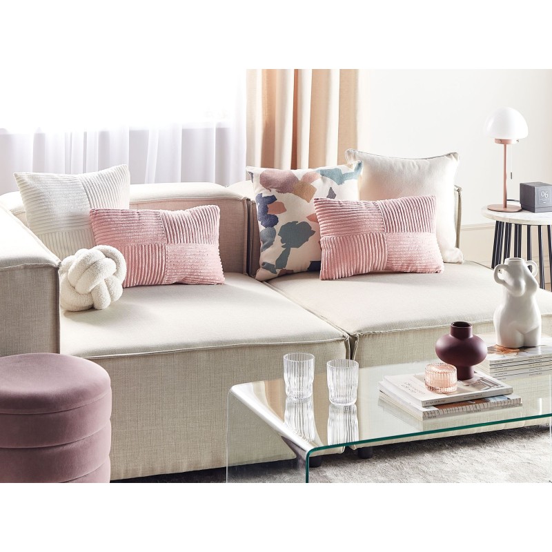 Zestaw 2 poduszek dekoracyjnych MILLET Sztruks 30 x 50 cm Różowy Wzór geometryczny