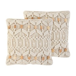 Zestaw 2 poduszek dekoracyjnych NICAEA Bawełna 45 x 45 cm Beżowy Wzór geometryczny