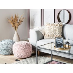 Zestaw 2 poduszek dekoracyjnych NICAEA Bawełna 45 x 45 cm Beżowy Wzór geometryczny