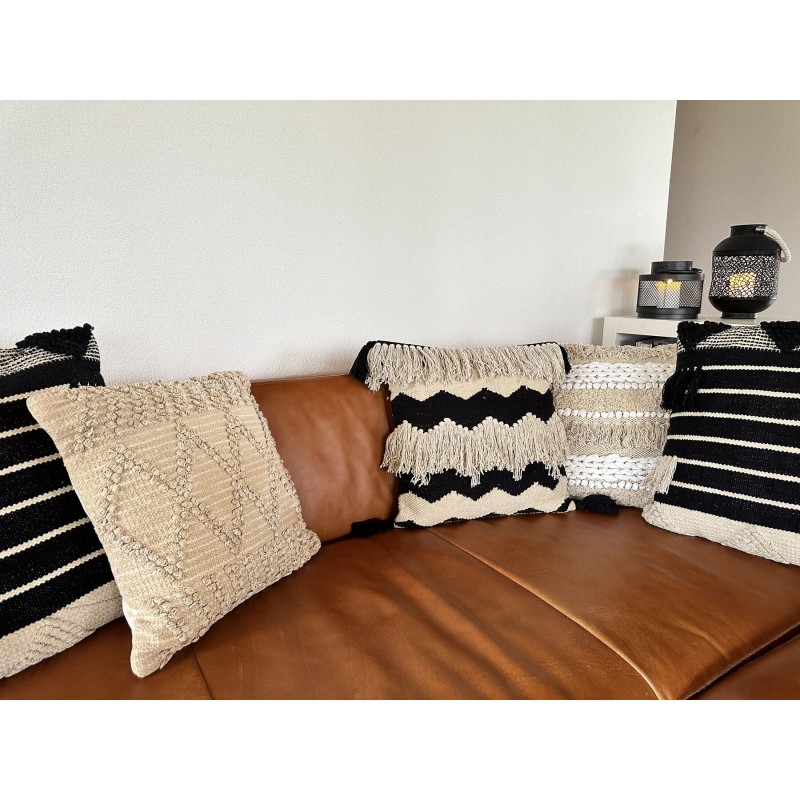 Poduszka dekoracyjna HYDRANGEA Bawełna 45 x 45 cm Jasnobeżowy Wzór geometryczny