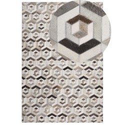 Dywan patchworkowy skórzany 140 x 200 cm brązowo-beżowy TAVAK