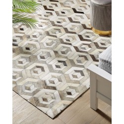 Dywan patchworkowy skórzany 140 x 200 cm brązowo-beżowy TAVAK