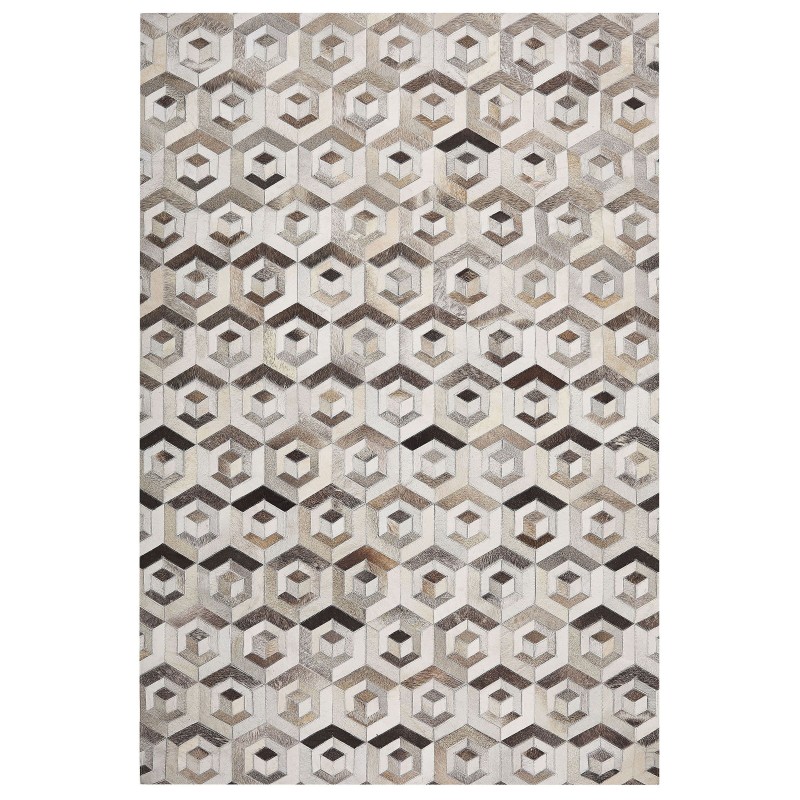 Dywan patchworkowy skórzany 140 x 200 cm brązowo-beżowy TAVAK