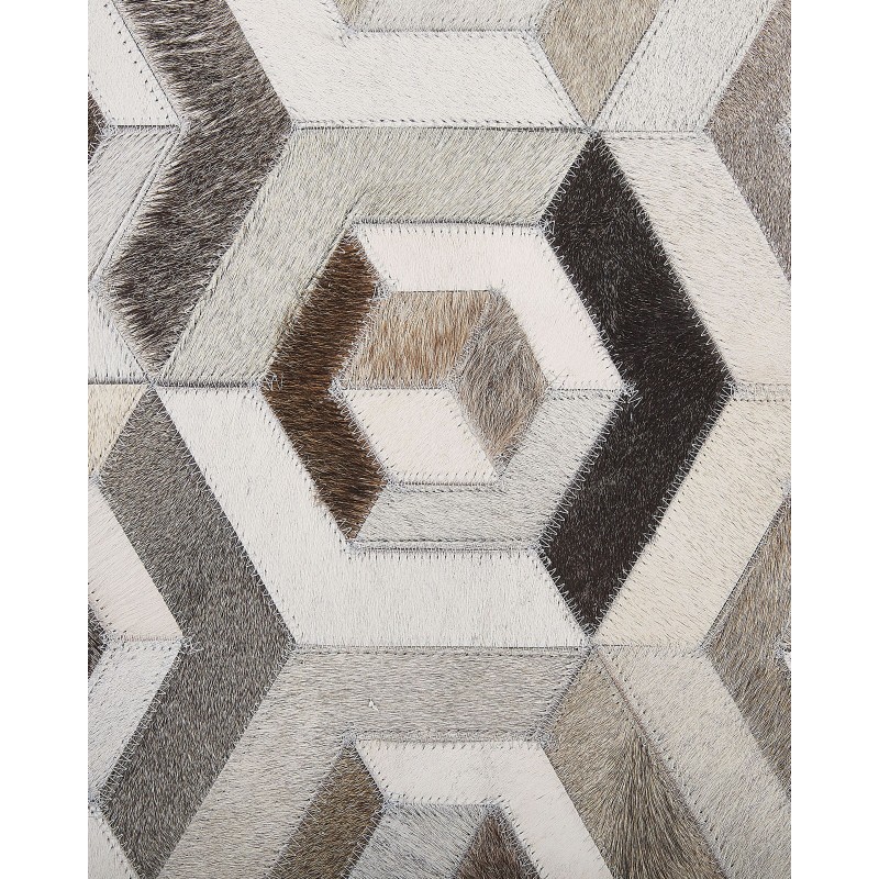 Dywan patchworkowy skórzany 140 x 200 cm brązowo-beżowy TAVAK