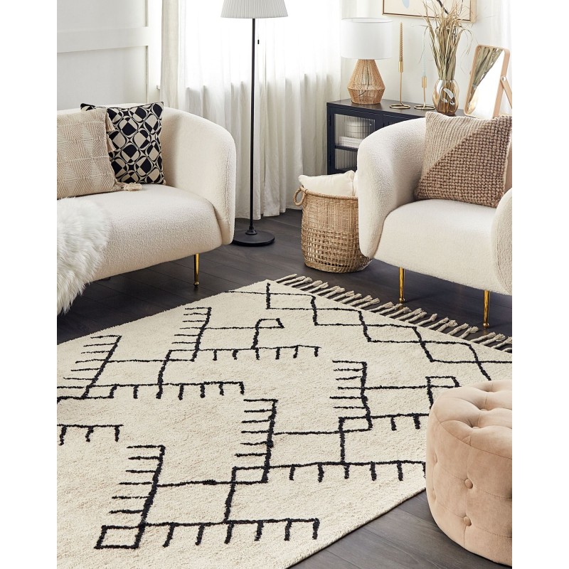 Dywan bawełniany 140 x 200 cm beżowo-czarny ERLER