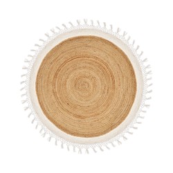 Dywan okrągły z juty ⌀ 140 cm beżowy z białym MARTS