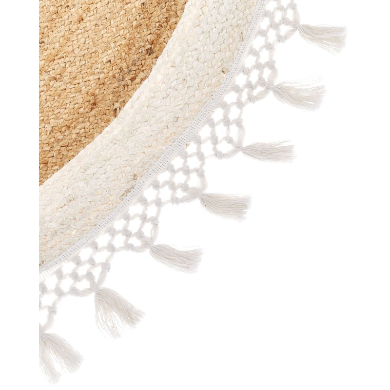 Dywan okrągły z juty ⌀ 140 cm beżowy z białym MARTS