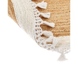 Dywan okrągły z juty ⌀ 140 cm beżowy z białym MARTS