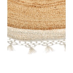 Dywan okrągły z juty ⌀ 140 cm beżowy z białym MARTS