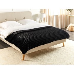 Narzuta na łóżko RAKYA Sztuczne futro 150 x 200 cm Czarny