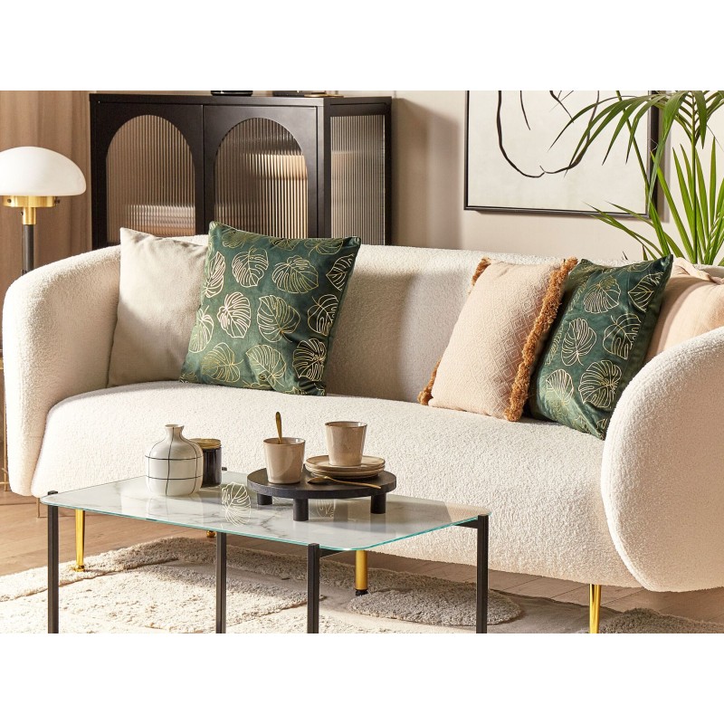 Zestaw 2 poduszek dekoracyjnych DELICIOSA Welur 45 x 45 cm Ciemnozielony Wzór roślinny