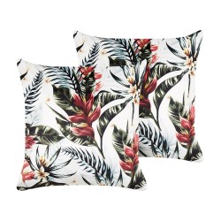 Zestaw 2 poduszek dekoracyjnych EDELWEISS Welur 45 x 45 cm Kolorowy Wzór roślinny