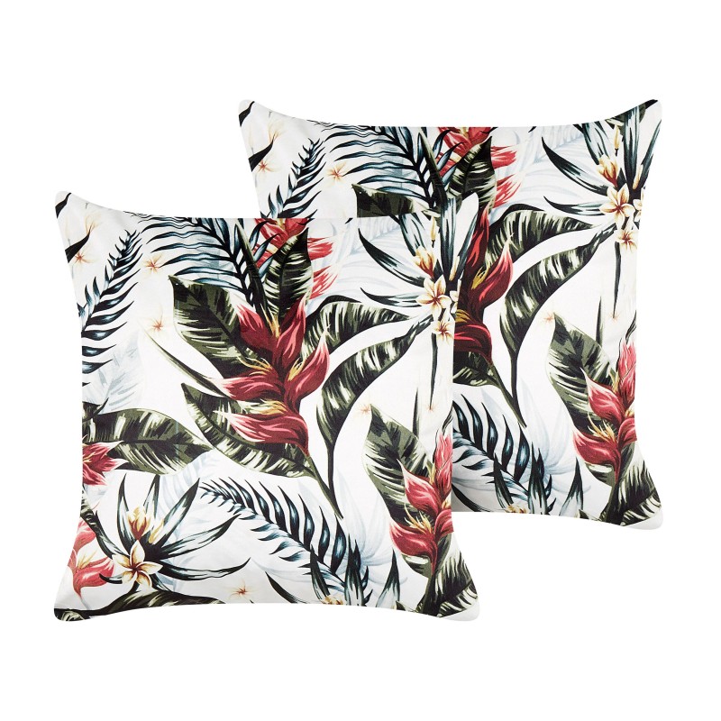 Zestaw 2 poduszek dekoracyjnych EDELWEISS Welur 45 x 45 cm Kolorowy Wzór roślinny