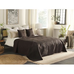 Narzuta na łóżko z poduszkami RAYEN 200 x 220 cm Brązowy