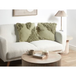 Zestaw 2 poduszek dekoracyjnych SOURWOOD Bawełna 45 x 45 cm Jasnozielony Wzór geometryczny