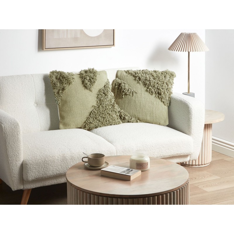 Zestaw 2 poduszek dekoracyjnych SOURWOOD Bawełna 45 x 45 cm Jasnozielony Wzór geometryczny