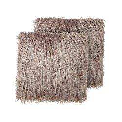 Zestaw 2 poduszek dekoracyjnych COROKIA Sztuczne futro 45 x 45 cm Beżowy Jednolity