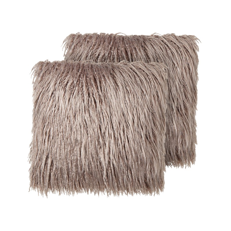 Zestaw 2 poduszek dekoracyjnych COROKIA Sztuczne futro 45 x 45 cm Beżowy Jednolity