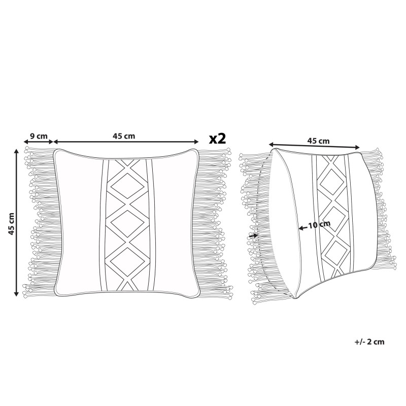 Zestaw 2 poduszek dekoracyjnych YORTAN Bawełna 45 x 45 cm Jasnobeżowy Wzór geometryczny