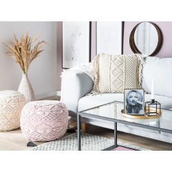 Zestaw 2 poduszek dekoracyjnych YORTAN Bawełna 45 x 45 cm Jasnobeżowy Wzór geometryczny