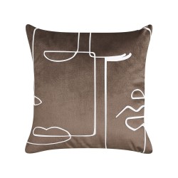 Zestaw 2 poduszek dekoracyjnych PHILODENDRON Welur 45 x 45 cm Brązowy Wzór abstrakcyjny