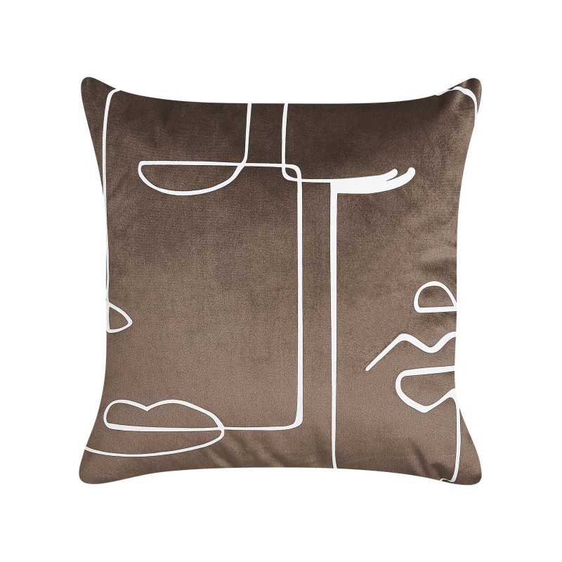 Zestaw 2 poduszek dekoracyjnych PHILODENDRON Welur 45 x 45 cm Brązowy Wzór abstrakcyjny